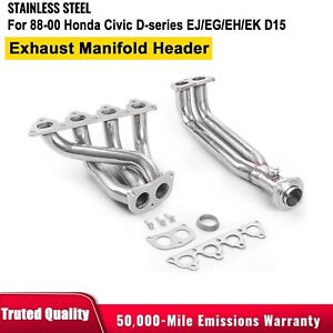Stainless ExhaustManifoldHeader For 88-00 Honda Civic D-series EJ/EG/EH/EK D16 (For: Honda)