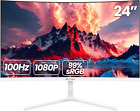 24 Inch Curved Monitor, Fhd(1920×1080P) 100HZ 99% Srgb Computer Monitors, LED Fi