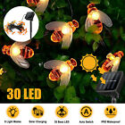 30 LED Solar Powered Bee String Lights Outdoor Yard Garden Decor Waterproof Lamp
