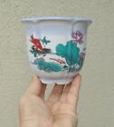Round Porcelain Bonsai Pot W/ Drip Tray Shohin Dwarf Planter 4
