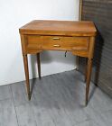 Vintage Mid Century Modern Walnut Wood Sewing Machine Table Cabinet - Singer
