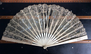 Antique 1900 Lace Fan TO RESTORE or for FAN VENTAGLIO Parts