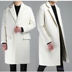 White Mens Trench Coat Thick Peacoat Overcoat Cashmere Wool Long Parka Outwear