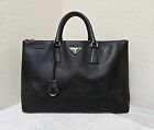 PRADA Saffiano Lux Black Medium Handbag Satchel Bag AUTHENTIC