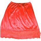 Cabernet Vintage Bright Red Slip Side Slit Lace Accent Made Usa•Q6
