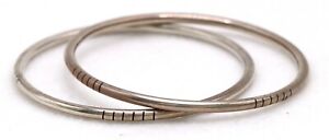 Set of 2 .925 Sterling Silver Solid Slip On Bangle Bracelet Mexico ~ New No Tag