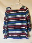 Tommy Hilfiger Vintage Womens Size Large L Stripe Top Shirt Blouse 3/4 sleeve
