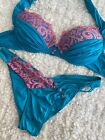 BEACH BUNNY Bikini Swimwear Turquoise Pink Lace XL Gorgeous