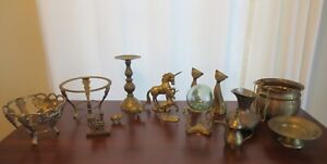 Vintage Mixed Lot of 15 Brass Items Collectibles Home Decor India Italy Taiwan