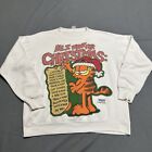 Vintage Garfield Christmas 1994 Paws Sweatshirt Sweater Size XL White