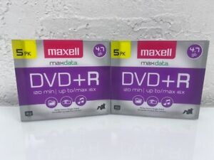 2x Maxell DVD+R Discs 4.7GB Slim cases 5 Five pack Each - Up To 4 Hours