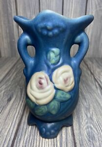 New ListingVintage Roseville Art Pottery Vase 6” Two Handle Floral Design