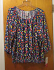 CD Daniels 3/4 Sleeve Blouse Top Blue Multi Color with Sparkle (2X) NWT MSRP $50