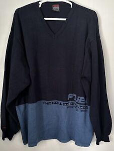Vintage 90's Y2K FUBU Mens V Neck Sweater Size 3XL Blue