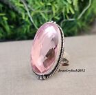 Rose Quartz Ring 925 Sterling Silver Oval Cut Gemstone All Size MO2028
