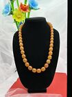 Butterscotch Amber Bead Vintage Genuine Graduated Necklace Screw Clasp 81”g