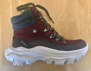 Sorel Kinetic Caribou Womens Size 9 Waterproof Lace Up Hiking Boots Maroon/Gray