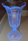 Atq Boston and Sandwich Vase Tulip Octagonal Base Flint 1855 EAPG UV Blue Glow