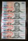 Thailand Banknote 50 Baht Series 15 Type II P#112 Completed set of 5 Signatures
