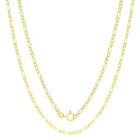 14K Yellow Gold 2mm Figaro Chain Italian Link Pendant Necklace Womens 18