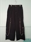Hot Topic Y2K Baggy Wide Leg Mens Jeans Skater Chains Goth Black Red Sz 32x30
