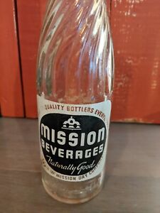 Vintage Mission Beverages Embossed Glass Soda Bottle Cumberland Maryland