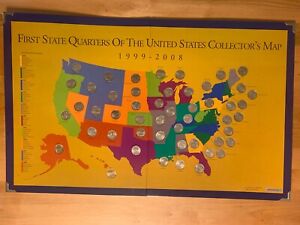 First State Quarters Of The US Collector's Map 1999-2008. Complete. Certified.