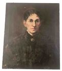 ANTIQUE OIL ON CANVAS PORTRAIT PAINTING MOURNING FOLK ART LARGE LOVELY