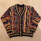 Vintage Coogi Style Sweater Large Cardigan Knit Australia 90s Colorful