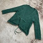 GUDRUN SJODEN Green Floral Bomull Knit Wrape Cardigan Sweater Size L