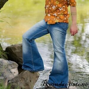 Men Bell Bottom Jeans 60s Retro Flared Denim Pants Retro Wide Leg Trouser Long