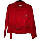 CABI First Mate Nautical Red Belted Twill Zip Jacket Coat Style 401 Size Medium