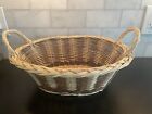Vintage Wicker Small Oval Clothes Child Doll Laundry Basket with Handles