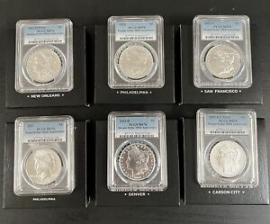 2021 Morgan and Peace Silver Dollar 6 Coin PCGS MS70 Set w/ OGP Blue Label 100th