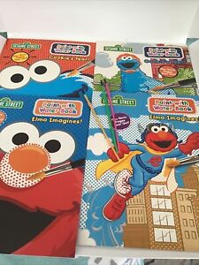 NEW SET OF 4  Sesame Street Cookie Monster AND Elmo Paint With Water Books LOT