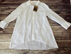 Habitat Clothes to Live in Tunic Top Eyelet Womens Medium Button Shirt White NEW