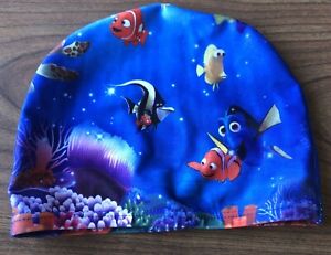 Finding NEMO Clown Fish Blue Swim Cap Kids Children Junior Nylon Spandex Materia