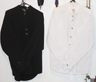 2 Size L Men's Western Banded Collar Shirts Wahmaker White & Pindle River Black