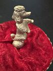 Beautiful Red Velvet Gold Tone Footed Metal Base Poodle Sewing Pin Cushion MCM