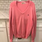 Vintage Antigua Mens Sweater Size Large Pink Cotton V-Neck Baggy Made USA Golf