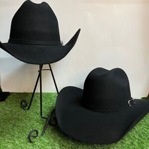 Men Black 100X Felt Western Cowboy Wide Brim Hat Tejana Vaquero Hombre Est.Chihu