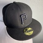 Pittsburg Pirates All Black Fitted New Era 59Fifty Hat 7 1/4 blackout MLB
