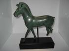 Vintage Horse Bronze Finish Metal Sculpture On Pedestal ~ 10