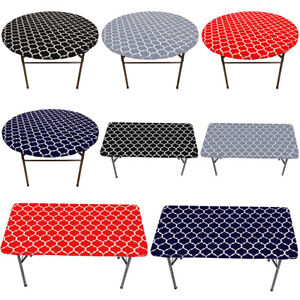 Vinyl Fitted Tablecloth Elastic Edge Flannel Backing Waterproof PVC Table Cover