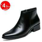 Leather Men Ankle Shoes Wedding Dress Formal Boots Winter Zip Height Increase