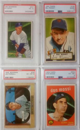 1950's Vintage PSA Graded Lots Of 4 - 1952 To 1959 - Topps And Bowman