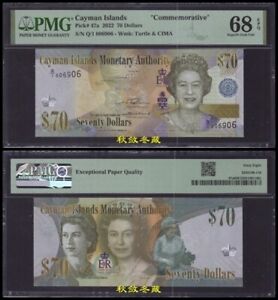 Cayman Islands 70 Dollars, 2023, Queen, Commemorative, PMG68