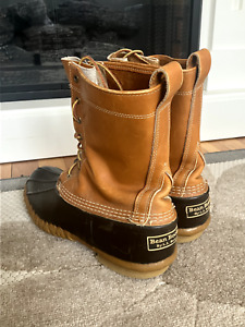 Men's LL Bean Duck Boots Size 10 Made In USA Brown Tall Rain Boots