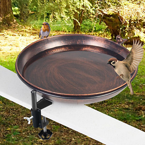 Deck Mounted Bird Bath Metal Birdbath Bowl Unheated with Lightweight Detachable,