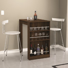 Bar Table, Liquor Cabinet with 3 counter racks, Brown Color